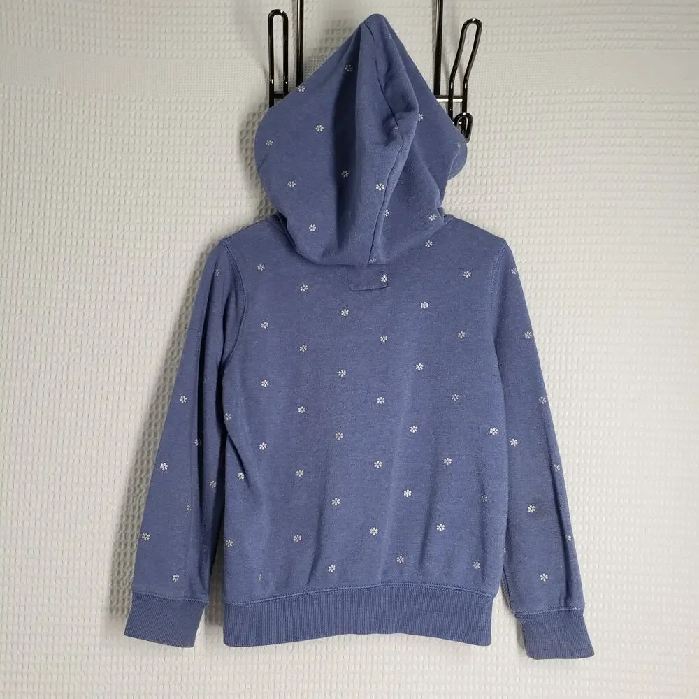 OshKosh B'gosh Full Zip Hoodie Girls 7 Blue Ditzy Floral Preppy Bohemian Jacket